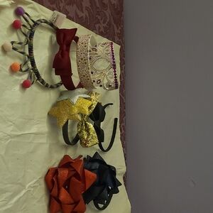 9 Vibrant Hair Accessory/ Hairband Set with Bows and Stars